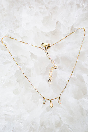 tiny white opal necklace